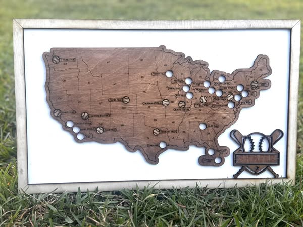 Baseball Stadium Travel Map – Wooden Wall Art