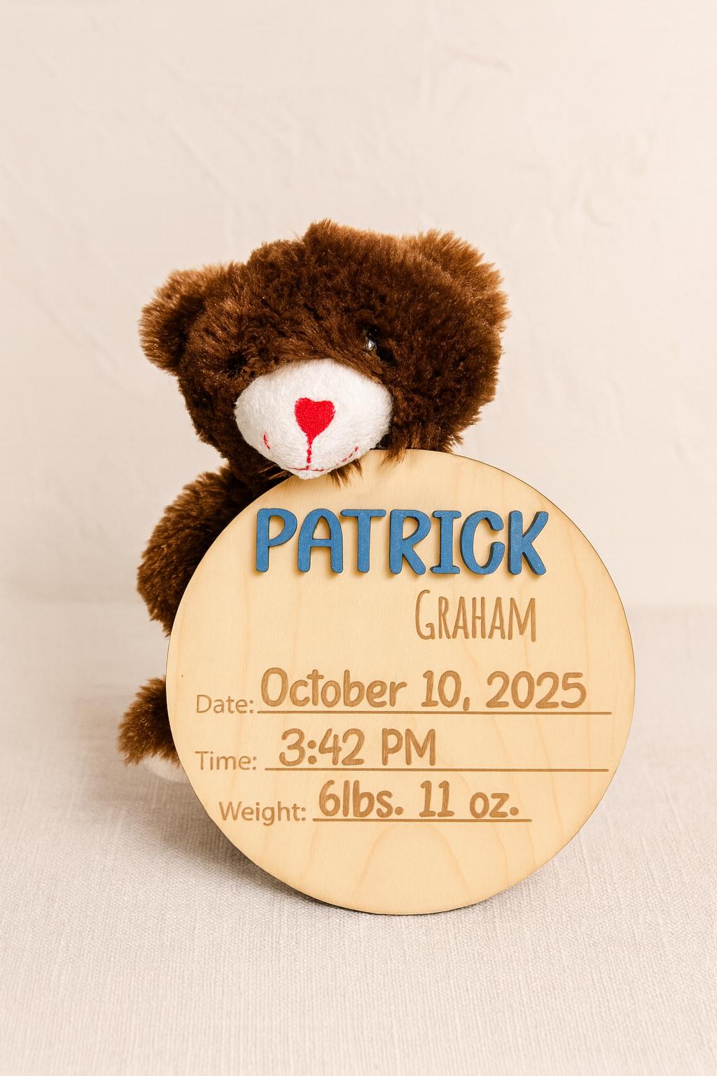 Welcome Baby- Birth announcement and stat sign