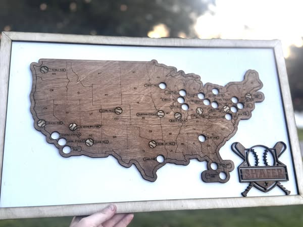 Baseball Stadium Travel Map – Wooden Wall Art